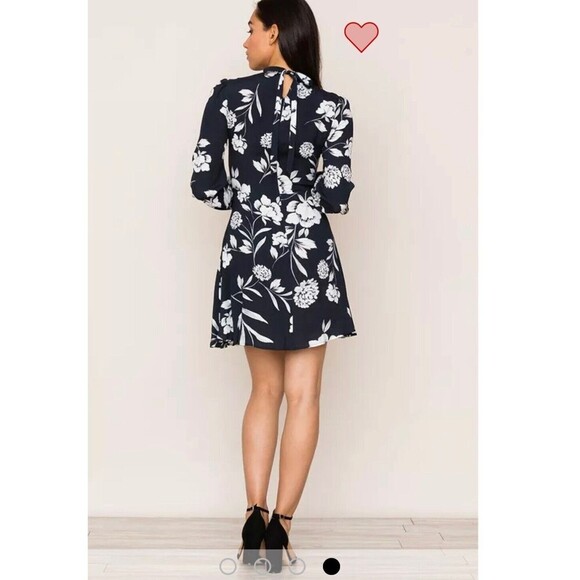 Yumi Kim Womens Small Black Meant To Be Dress Long Sleeve Floral Mini Crew Neck - Picture 5 of 11